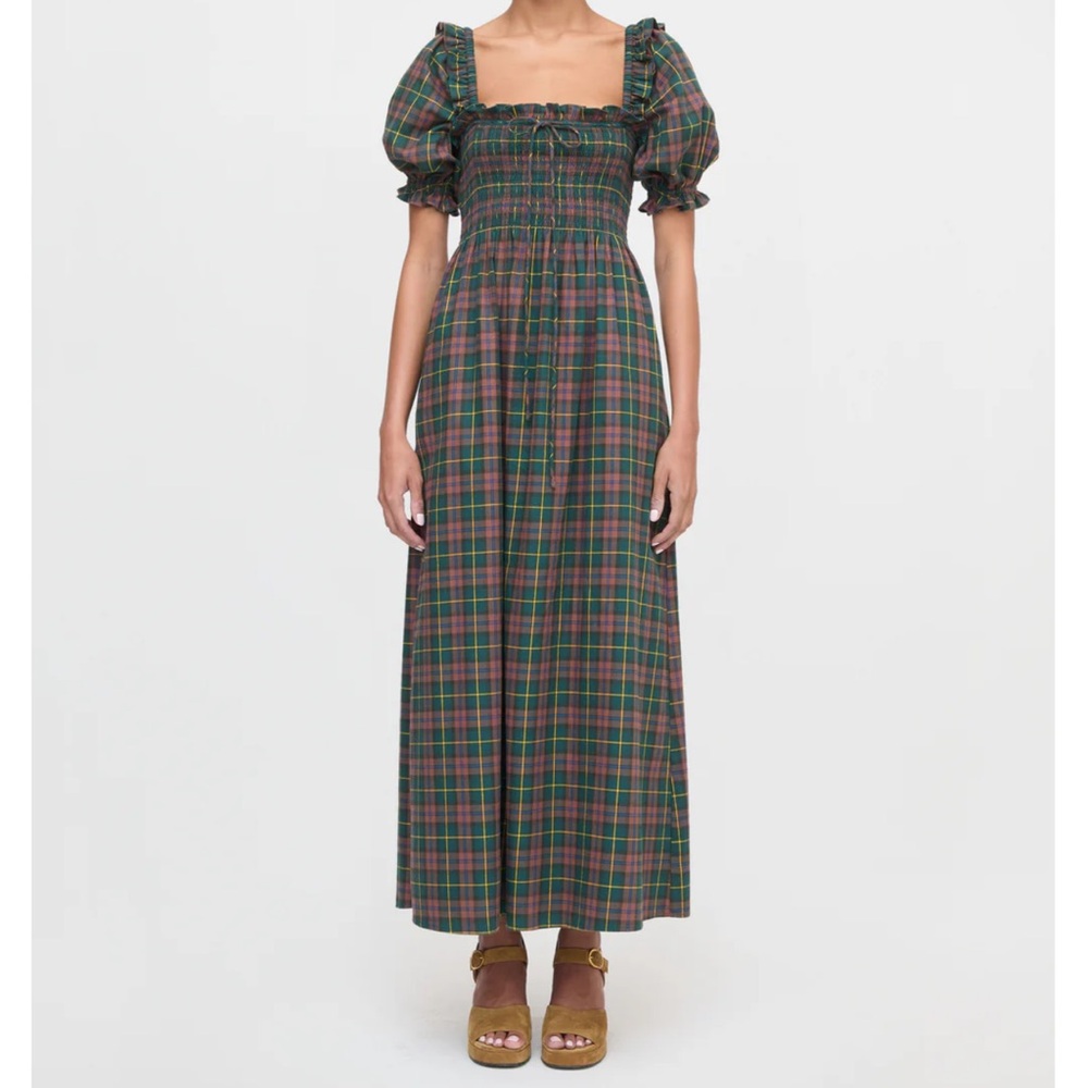 Hill House Multicolor Plaid Long Sleeve Dress